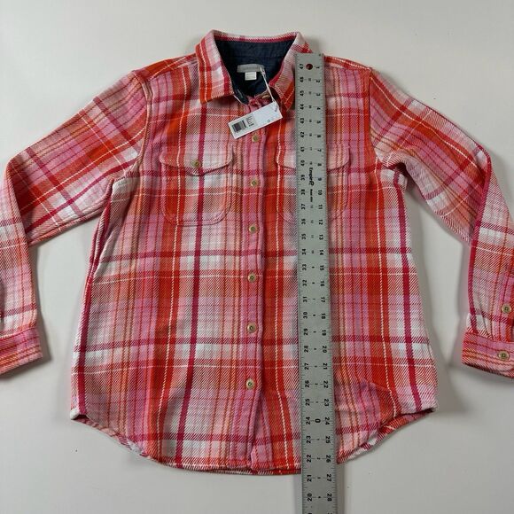 Outerknown Blanket Plaid Shirt Womens Flannel Long Sleeve Pink Orange XS/S - Picture 6 of 8